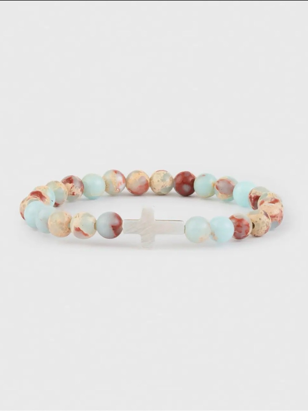 Pastel Multicolor Beaded Cross Stretch Bracelet